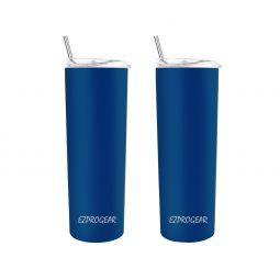 Ezprogear 20 oz Stainless Steel Slim Tumbler Cup Double Wall Vacuum Insulated 2 Pack with Slider Lid & Straw (Yale Blue) EZST20-YL-P2