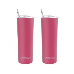 Ezprogear 20 oz Punch Stainless Steel Slim Tumbler Cup Double Wall Vacuum Insulated 2 Pack with Slider Lid & Straw (Punch) EZST20-Punch-P2