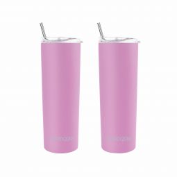Ezprogear 20 oz Light Purple Stainless Steel Slim Tumbler Cup Double Wall Vacuum Insulated 2 Pack with Slider Lid & Straw (Light Purple) EZST20-LP-P2