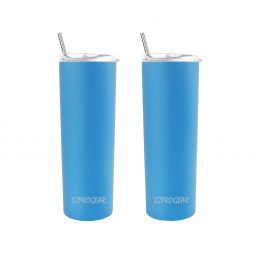 Ezprogear 20 oz Stainless Steel Slim Tumbler Cup Double Wall Vacuum Insulated 2 Pack with Slider Lid & Straw (Carolina) EZST20-CRL-P2